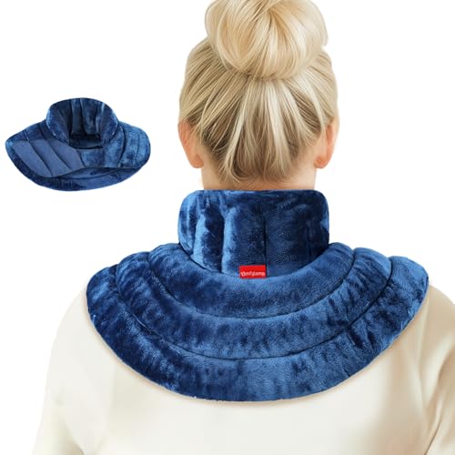 Comfytemp gewichtetes Wärmekissen Nacken Körnerkissen, 1,1kg Mikrowelle Nackenwärmer Halswärmer mit Ultraweiche Oberfläche, Natürliche Leinsamen Feuchte Wärme