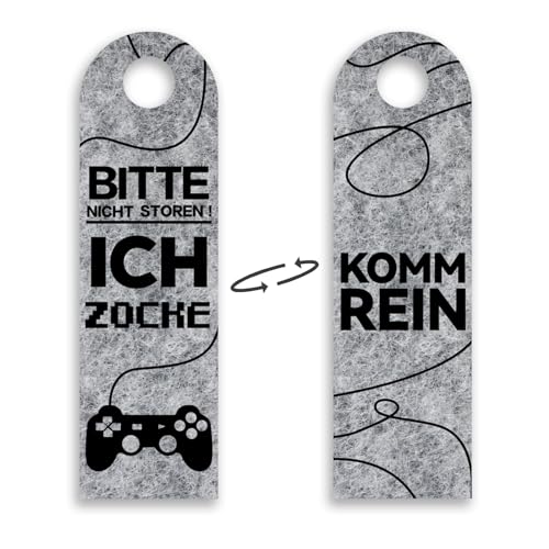 NICEIN 2pcs Türbehang aus Filz - Bitte Nicht Stören,ich zocke oder kzomm rein-Zocker Geschenk,Gamer Zimmer Deko,Gamer Geschenk,Teenager Jungen Geschenk,Coole Personalisiert Lustiges Zocker Deko(Grey)