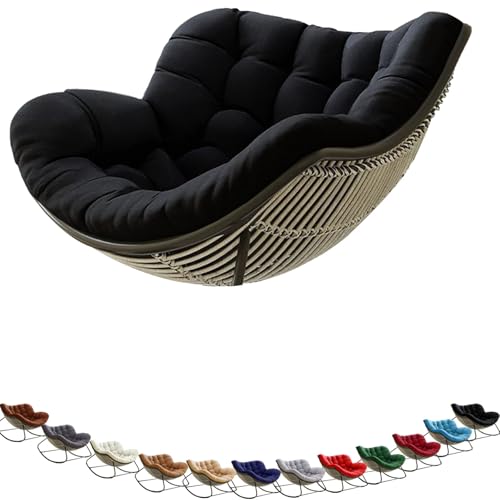 MCNDSI Schaukelstuhl Auflage wasserdicht Rattan Wohnzimmer, Bequemer Schaukelsessel Kissen Outdoor Indoor, Papasansessel Kissen Auflage Doppelt Für Garten, Terrasse(F2)