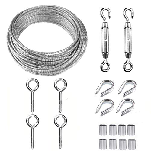 TooTaci Drahtseil 2mm Edelstahl Set,15M Drahtseil Rankhilfe Set,M5 Seilspanner Edelstahl & 304 Edelstahl Spanndraht PVC-ummantelt,Stahlseil mit ösen,Seilspanngarnitur für Hänge,Gardinen seil,Garten