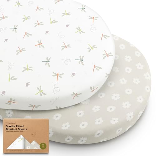 2-Pack Bio Spannbettlaken Babybett für Mädchen, Jungen - 100% Baumwolle Spannbettlaken Kinderwagen, Spannbettlaken Stubenwagen & Wiegen Matratze Bezug, Unisex Beistellbett Spannbettlaken (Meadow)