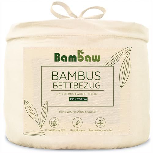 Bettbezüge Elfenbein | Bettdeckenbezug 135x200 cm | Bettwäsche Bambus | Allergie Bettwäsche | Kühlende Bettwäsche | Besser Schlafen | Bambaw