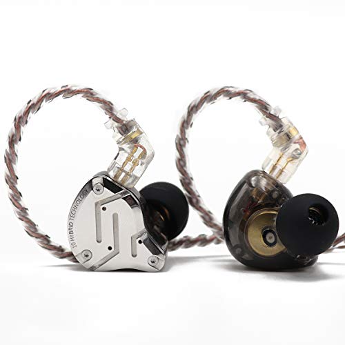 LINSOUL KZ ZS10 Pro, 4BA+1DD 5 Treiber In-Ear-Monitor, HiFi Kabelgebundene Ohrhörer, Gaming-Kopfhörer, Hybrid IEM Kopfhörer mit Edelstahlfrontplatte, 2-poliges abnehmbares Kabel (Ohne Mic, Schwarz)