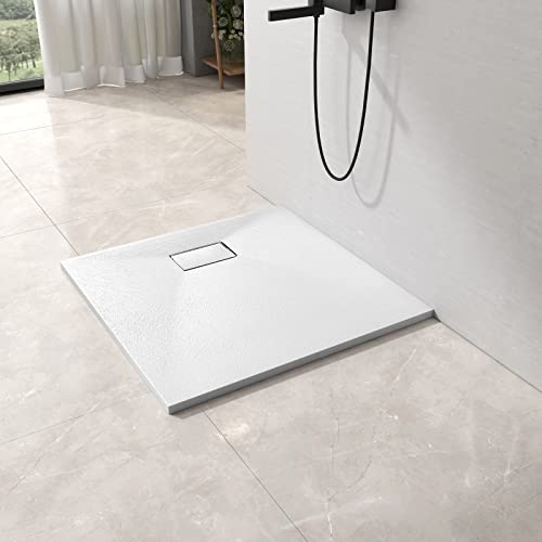 EMKE Duschwanne 90x90 cm Duschtasse Flach Anti-Rutsch SMC Duschwanne Zuschneidbar, Duschkabine Duschwanne Weiß Duschwannen Duschtassen