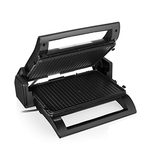 Princess Multi-Grill 4-in-1, Kontaktgrill - Tischgrill - Sandwich Maker und Waffeleisen, Aus rostfreiem Stahl, 1500 Watt Leistung, inklusive 3 Plattensätze, 180° aufklappbar, Schwarz/Silber, 112536