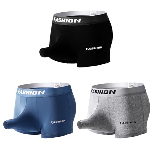 Huakunda 3er Pack Herren Boxershorts weich Boxer Slips offenes Loch separater Beutel atmungsaktiv Elefant Unterwäsche Baumwolle Unterhosen (DE/NL/SE/PL, Alphanumerisch, L, Regular, Regular, B)