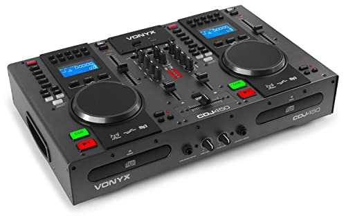 Vonyx CDJ450 - DJ Konsole, DJ Mischpult, DJ Controller mit zwei MP3 CD Mediaplayern, Bluetooth, USB, 2 Deck DJ Pult Console, Jogwheels, Scratch, 2-Kanal-Mixer, XLR, Chinch, DJ Mixer für Anfänger
