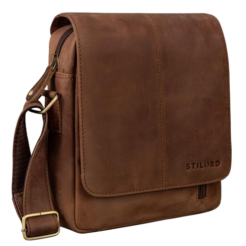 STILORD 'Matt' Ledertasche Männer klein Vintage Umhängetasche Schultertasche Herrentasche für 9,7 Zoll iPads Tablet Herrenhandtasche Messenger Bag Echtes Leder, Farbe:messina - braun