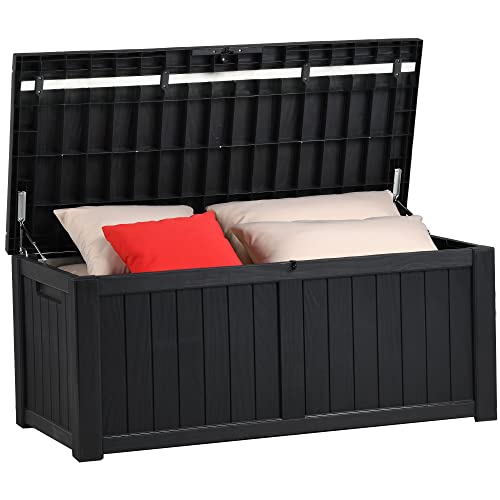 YITAHOME 460 Liter Groß Gartenbox Wasserdicht, Abschließbarem Outdoor Kissenbox, Garten Auflagenbox Wetterfest Garten Aufbewahrungsbox für Gartengeräten Poolzubehör Spielzeug, Schwarz