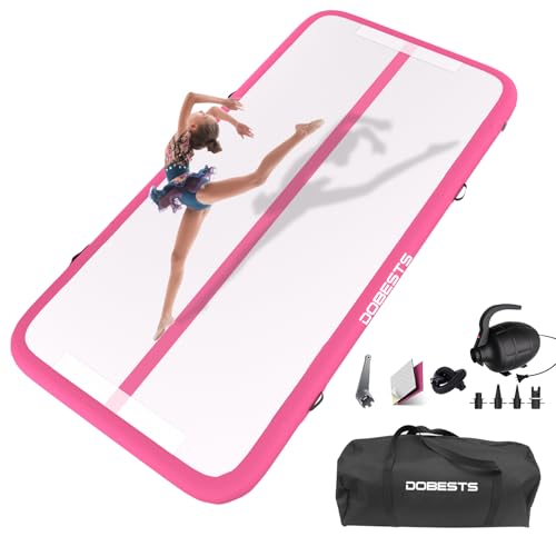 DOBESTS Air Tumbling Matte Aufblasbar 10/20cm Höhe, Gymnastikmatte Größe 2m/3m/4m/5m/6m Turnmatte Trainingsmatte mit elektrischer Luftpumpe Fitnessmatte (Pink, 2m)