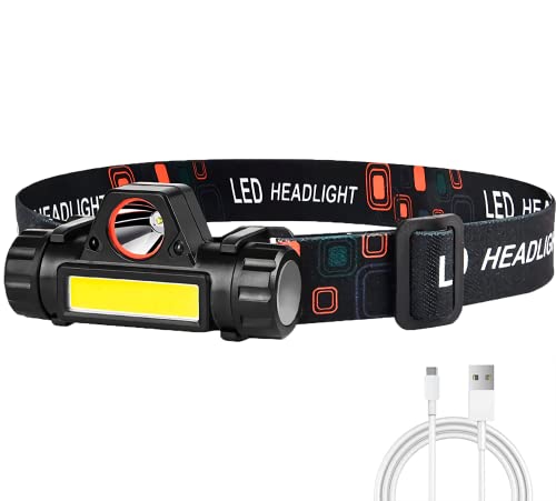 CREADY® Pack 2 Stirnlampe LED Wiederaufladbar | Kopflampe Stirnlampe mit Einstellbarem Winkel und Wasserdicht | LED Stirnlampe USB Wiederaufladbar | Wandern oder Radfahren | Stirnlampen für Kinder