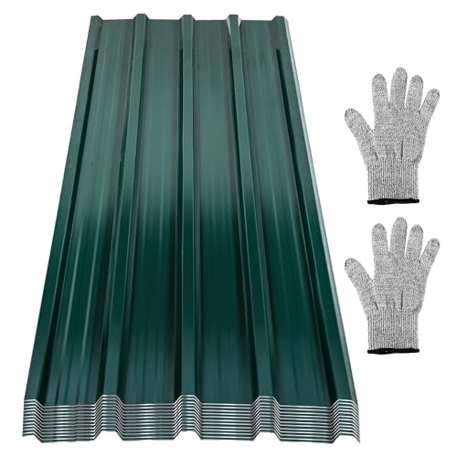 Sonnewelt 12x Trapezblech Dachplatten 129 * 46cm/7m² Verzinkt Profilblech Dachblech Wellblech Profilblech Wellblechplatten für Dach Gerätehaus Carport, Grün