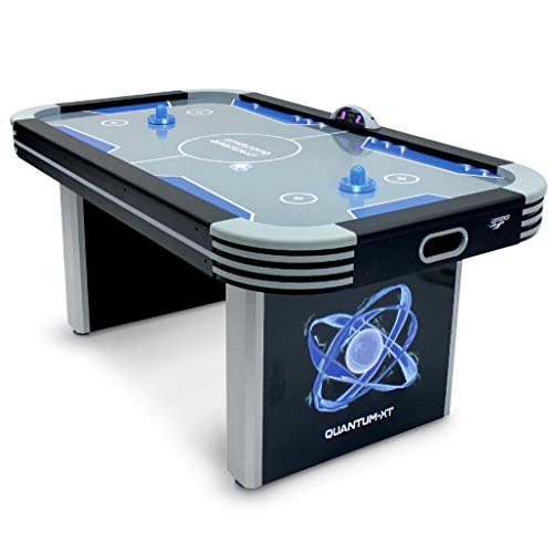 Carromco Airhockey Spieltisch groß Quantum-XT, Air Hockey Erwachsene/Kinder ab 7 Jahren, Airhockey Tisch LED mit Luft 183x101x77 cm inkl. LED-Airhockey Pusher & Pucks