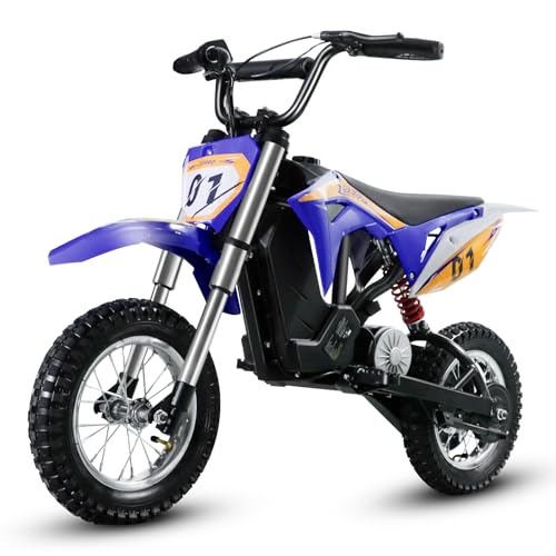 CCLIFE Elektro Motorrad Kinder Lithiumbatterie 36V 300W, 8/12/25 km/h, Elektrisch Pocket Bike Dirt Bike, Geschwindigkeit einstellbar für Kinder ab 3 Jahren, Blau