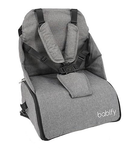 Babify Reise-Hochstuhl mit 2-in-1-Aufbewahrung, weich, Grau, 1 Stück