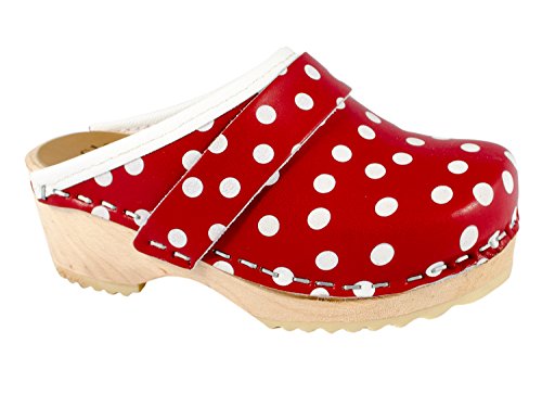 MB Clogs Original Schwedenclogs Kinderclogs Rot weiß gepunktet