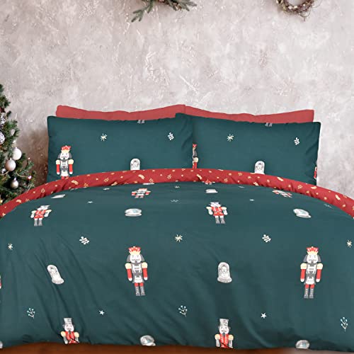 Sleepdown Weihnachts-Nussknacker-Bettwäsche-Set mit Kissenbezug, weich, pflegeleicht, für Einzelbett (135 cm x 200 cm)