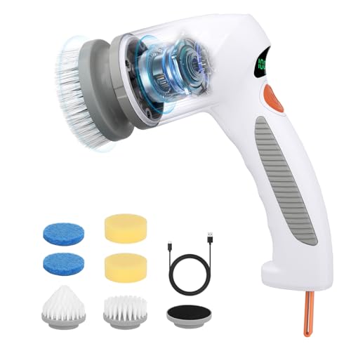 Elektrische Reinigungsbürste, Electric Cleaning Brush für Haushalt mit 6 Bürstenkopfe, 2 Modi Perfekt für Tiefe reinigen von Fliesen,Küche,Grille,Glas und Reifen