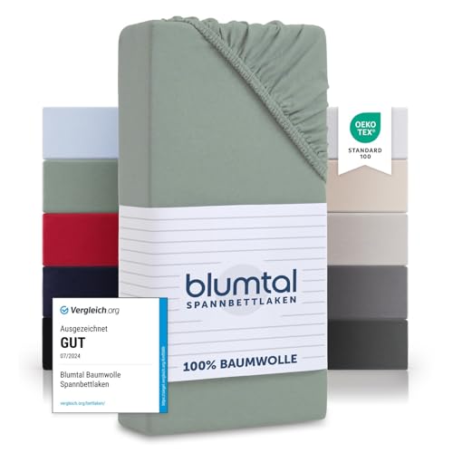 Blumtal® Basics Spannbettlaken 140x200cm Jersey - Spannbettlaken 140x200cm Baumwolle - Oeko-TEX zertifiziertes Spannbetttuch 140x200cm - Matratzenbezug 140x200cm - Bettbezug - Summergreen - Grün