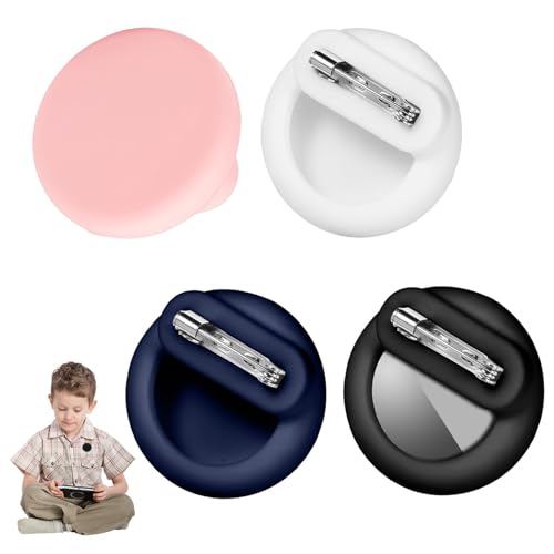 4er-Pack Silikon GPS Tracker Kinder-Hülle,Für Airtag Kinder Versteckt,Silikon-Airtag-Hülle mit Pins,Tracker-Hülle für Kinder, Senioren, versteckt in Kleidung, Senioren (Black White Purple Pink)