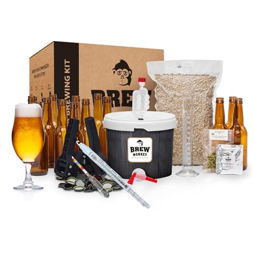 Brew Monkey® Bierbrauset Helles | Luxe Set 5 Liter Bier | 6,4% Vol. | Bier Brauen in der Küche | Bier Brauen Set | Männergeschenke | Bier Geschenke für Männer