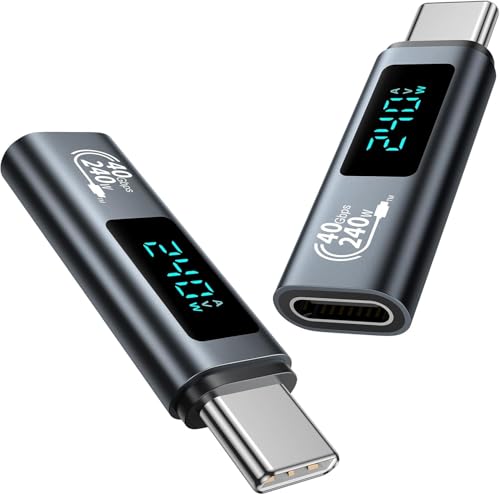 240W USB C Adapter [2Stück] 40Gbps Mit LED Display, Typ C Output Power MAX 48V/5A für iPhone15/15 Pro/15 Pro MAX, Samsung Galaxy S23/S22 und Mehr USB-C Geräte