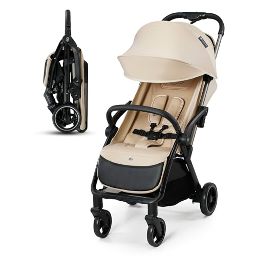 Kinderkraft APINO Buggy bis 22 kg, Liegebuggy, Kinderwagen, Leicht - 7,5kg, Automatisches zusammeklappen, Verstellbare Rückenlehne bis zur Liegeposition, ideal für Reisen, Beige