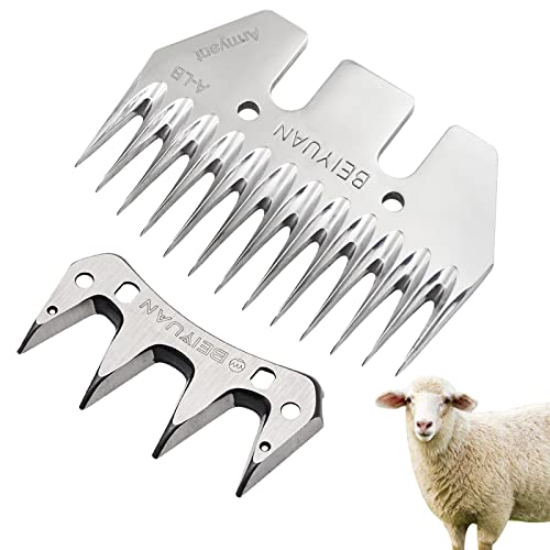 MUYIRTED Schafschermaschine Schermesser Ober Und Untermesser, Edelstahl Wolle Scheren Klingen Schermesser Für Schafe Ziegen 13 Zähne
