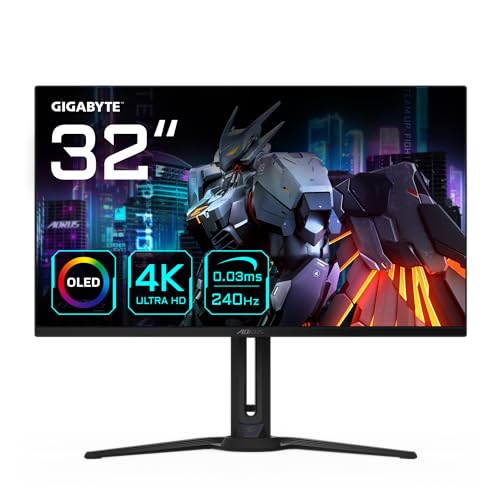 Gigabyte AORUS FO32U2 32” OLED Gaming Monitor - 3840 x 2160 (UHD), 240Hz, 0,03ms, KVM, 250 cd/m², FreeSync Premium Pro, DisplayHDR True Black 400, HDMI 2.1
