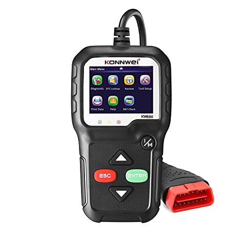 KONNWEI KW680 OBD2 Diagnosegerät für KFZ, Fehlerauslesegerät mit Allen OBDII/EOBD Funktionen, Motor Fehlercodeleser, OBD2 Scanner zum Auslesen und Löschen von Fehlercodes, für die meisten Fahrzeuge