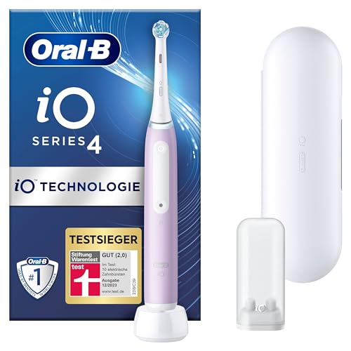Oral-B iO Series 4 Elektrische Zahnbürste/Electric Toothbrush, 4 Putzmodi für Zahnpflege, Reiseetui, Valentinstagsgeschenk für Ihn/Sie, lavender, TESTSIEGER Stiftung Warentest (12/2023)