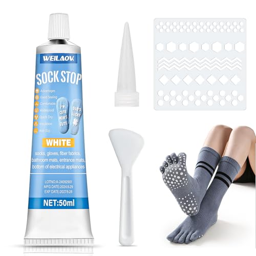 WEILAOK Sock Stop, Sockenstopper Flüssig, Sock Stop Anti Rutsch, Abs Kleber für Socken Noppen für Socken Antirutsch Kleber für Socken, Sockenstopper für Wollsocken, Sockenstopp 50ml+Zubehör Inklusive