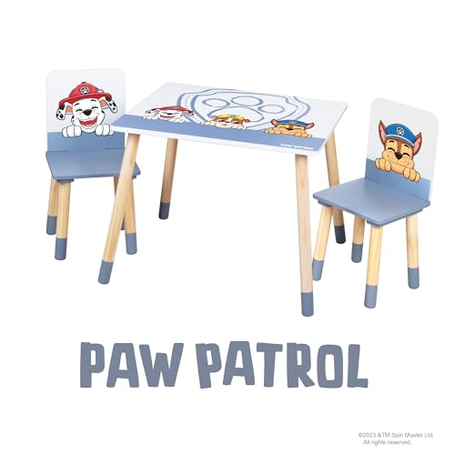 roba Kindersitzgruppe Paw Patrol - 2 Kinderstühle & 1 Tisch für Kinder - Sitzgarnitur/Sitzmöbel mit Zeichentrick Hunden - Holz weiß - ab 18 Monaten…