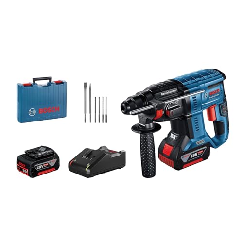 Bosch Professional 18V System Akku Bohrhammer GBH 18V-21 (max. Schlagenergie 2 J, inkl. 2x GBA 18V 5.0Ah Akku, Schnellladegerät GAL 18V-40, 6-tlg. Bohrmeißel-Set, Handwerkoffer) - Amazon Exclusive