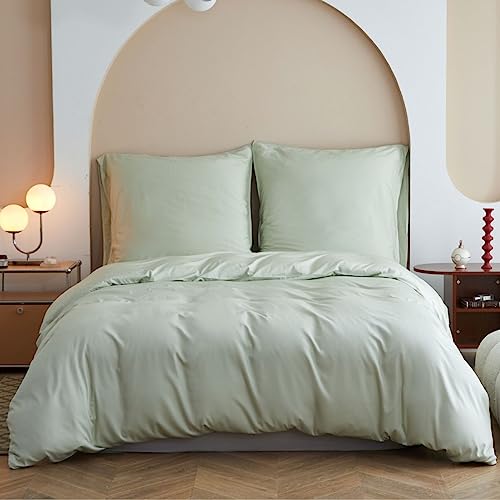 Simple&Opulence Bambus Bettbezug Set, Seidiger und weicher Bettbezug Kühle Bettwäsche Perfekt für Haut und Haar mit Kopfkissenbezügen,Mintgrün,135x200cm