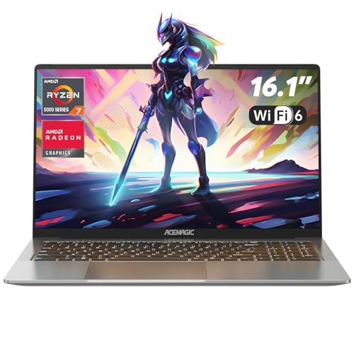 ACEMAGIC Laptop mit Metallgehäuse und Hintergrundbeleuchtetem Gaming-Laptop mit AMD Ryzen 7 5700U(8C/16T, bis zu 4,3 GHz)für Gamer-Notebooks,16,1 Zoll FHD,16 GB DDR4,512 GB M.2 SSD,WiFi 6,BT5. 2,HDMI