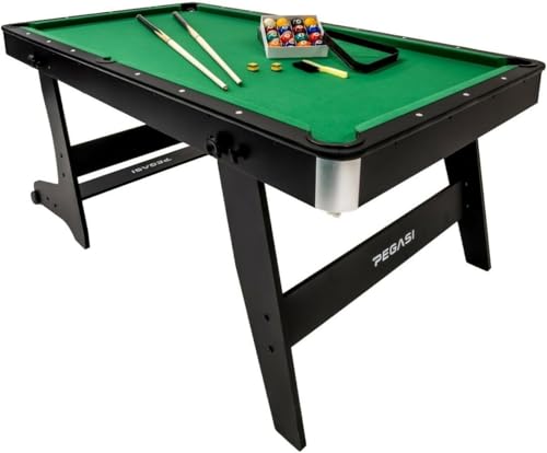 Pegasi Billardtisch 6ft Spider - Billardtisch 6ft - Tischbillard - Zusammenklappbar - Pool Table für Erwachsene - Indoor - Premium Qualität - Schwarz