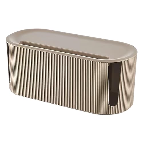 Kabelbox, DAWRIS Kabel Organizer Box Mit Deckel Kabelmanagement ABS-Kunststoff Kabelmanagement Box Multifunktional Überspannungsschutz Für Kabel Steckdosenleisten (Braun)
