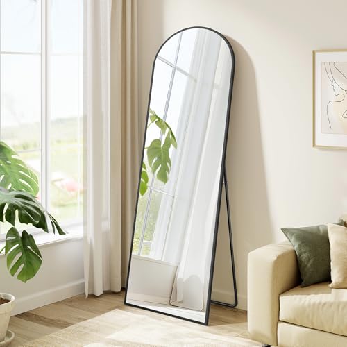 SONGMICS Ganzkörperspiegel, 150 x 40 cm, bogenförmiger Standspiegel, Rahmen aus Aluminiumlegierung, Hartglas, für Schlafzimmer, Wohnzimmer, Garderobe, tintenschwarz LFM035B01
