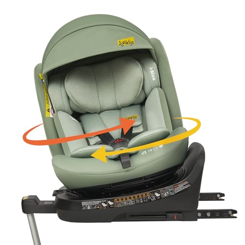 Jovikids 360° Drehbar Kindersitz mit ISOFIX, i-Size 40-150cm(ab Geburt -12 Jahre) Baby Autositz Reboarder mit Liegefunktion & Abnehmbar Vordach, ECE R129