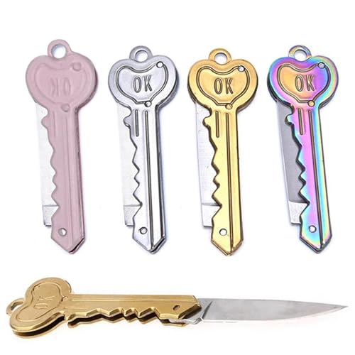 Katyjun 4 Stück Schlüsselanhänger Messer, Scharf Mini Taschenmesser, Multifunktional Mini Messer