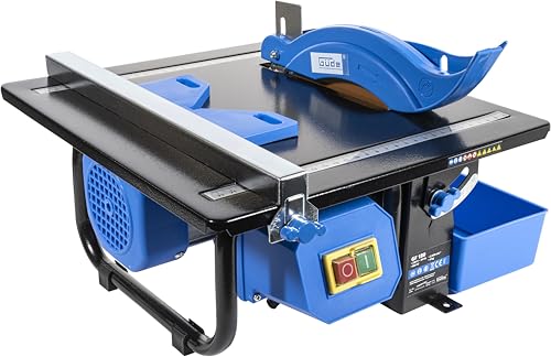 Güde Fliesenschneider GF 180 (230 V, 600 W, 2950 1/min, 18 cm Scheiben-Ø, 3,4/2,5 cm Schnitthöhe (90°/45°), Arbeitstisch 33x36 cm, Diagonalschneidlehre, Parallelanschlag, inkl. Diamanttrennscheibe)
