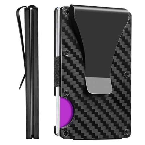 T-carbon Kohlefaser Cards hold Kartenetui mit RFID-Schutz Minimalistische Kartenetui mit Geldklammer - Schwarz