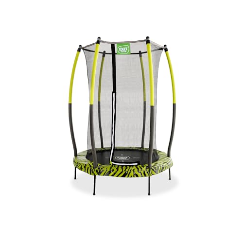EXIT Toys Tiggy Junior Trampolin mit Sicherheitsnetz - ø140cm - Für Kleinkinder - Innen- und Außenbereich - Mit Gummibändern für sanftes Springen - Mit Fußschutzsystem - Schwarz/Grün