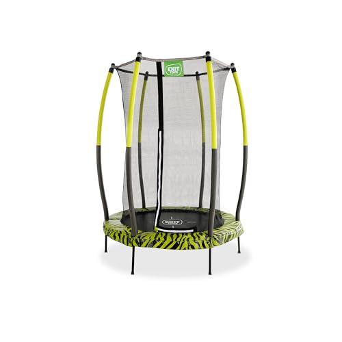 EXIT TOYS Tiggy Junior Trampolin mit Sicherheitsnetz - ø140cm - Für Kleinkinder - Innen- und Außenbereich - Mit Gummibändern für sanftes Springen - Mit Fußschutzsystem - Schwarz/Grün