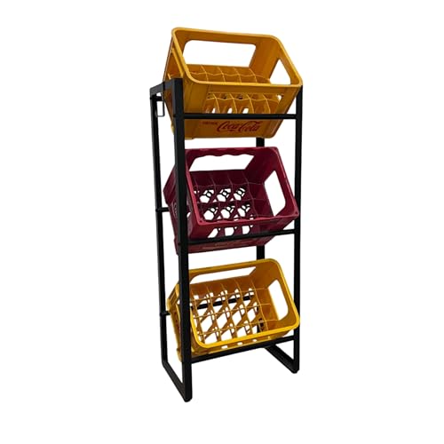 SCHULTE Regalwelt Getränkekistenregal mit 3 Ebenen, ca. 57x115x32 cm (LxHxB), 120 Kg Feldlast, schwarz