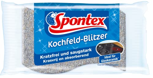 Spontex Kochfeldblitzer, Reinigungsschwamm für Glaskeramik und sensible Oberflächen, ideal für Kochfelder, kratzfrei und saugstark, 1 Stück(1er Pack)