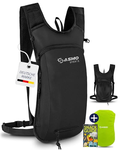 SASMO® Fahrradrucksack klein mit Thermofach & Helmnetz | MTB Rucksack - Ultraleicht 350g / 6L | Fahrrad Rucksack - inkl. Regenschutz | Fahrradrucksack Herren & Damen (Schwarz)