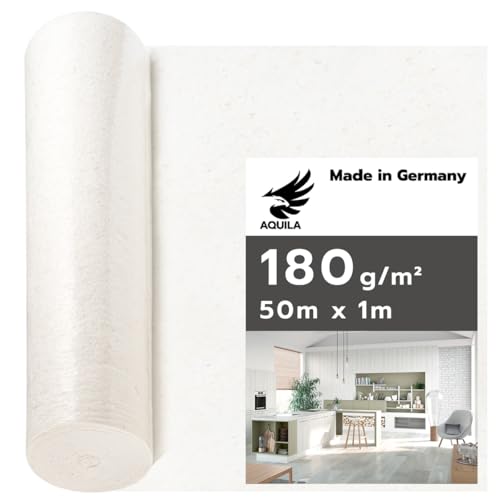 AQUILA Profi Malervlies weiß 50m x 1m, 180 g/m², Kein Durchsickern, hochwertiges Abdeckvlies zum Streichen, Schutz für Böden & Möbel, rutsch- & reißfest, Made in Germany
