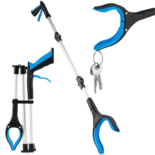 KUOGAS Greifzange für Senioren 91cm Aluminium Müllzange, Faltbare Greifer für Senioren, Drehbar Müllgreifer, Extra Langer Greifarm, Greifhilfe für Menschen mit Magnetspitzen (91CM)